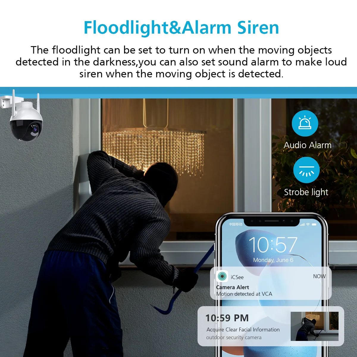 4K 8MP WiFi PTZ IP Camera Human Body Detection Indoor Outdoor Waterproof Color Night Vision Home Security Surveillance System