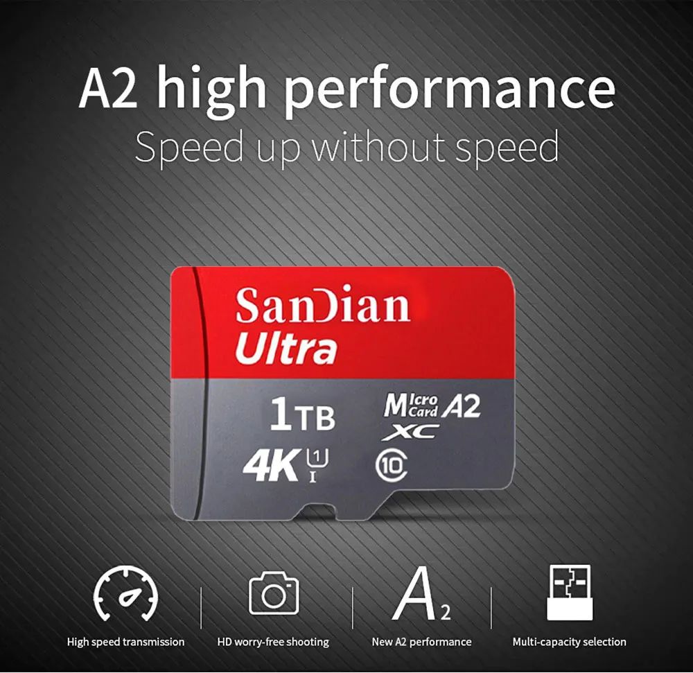 Novo Cartão de Memória de 1TB 2TB 128GB Micro TF SD Card 512GB Alta Velocidade Classe 10 256GB SDCard 100MB/s TF Card Cartão de Memória SD Original
