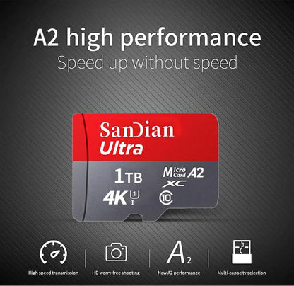 Novo Cartão de Memória de 1TB 2TB 128GB Micro TF SD Card 512GB Alta Velocidade Classe 10 256GB SDCard 100MB/s TF Card Cartão de Memória SD Original