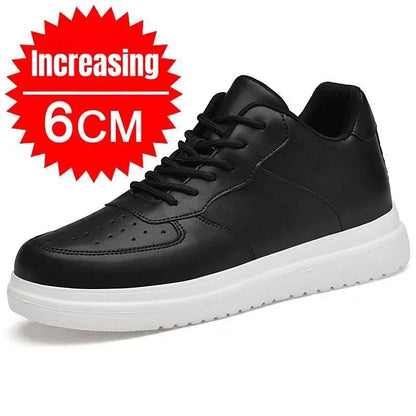 Novos Tênis Masculinos Aumento de Altura 10cm Invisível Elevador Tênis Branco Couro Esportivo Zapatillas De Hombre Tamanho Grande 46