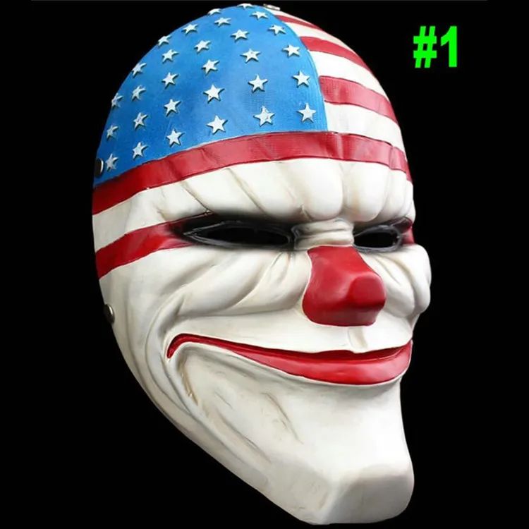 Scary Clown Mask Payday 2 US Flag Clown Masks Masquerade Carnival Party Mask Horrible Funny Pay Day Mask Halloween Prop Supplies