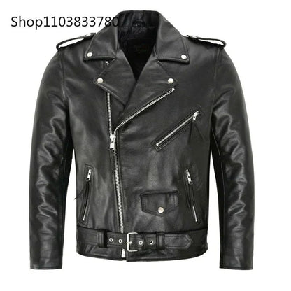 Men PU Leather Jacket Motorcycle Fashion Slim Fit Leather Coat Male Solid Turn-Down Collar Motorcycle Outwear Streetwear 4XL