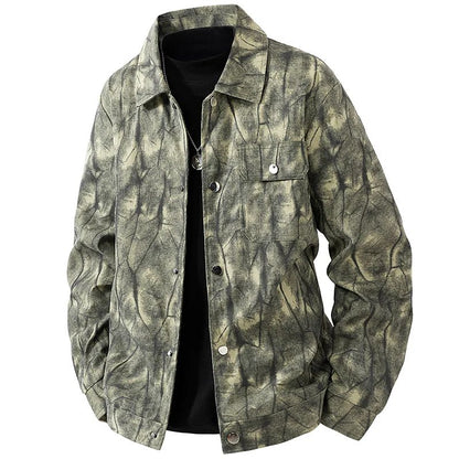 Jaqueta corta-vento, moderna, casual, versátil, casaco comprido, tie-dye, jaqueta de pesca, jaqueta de voo americana retrô, jaqueta jovem