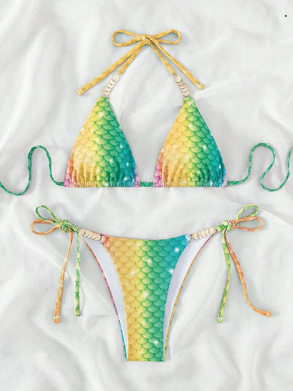 Micro Bikini Print Women Swimsuit 2025 Sexy Swimwear Brazilian Bikini Set Thong Biquini Swim Suit Print Beachwear Female