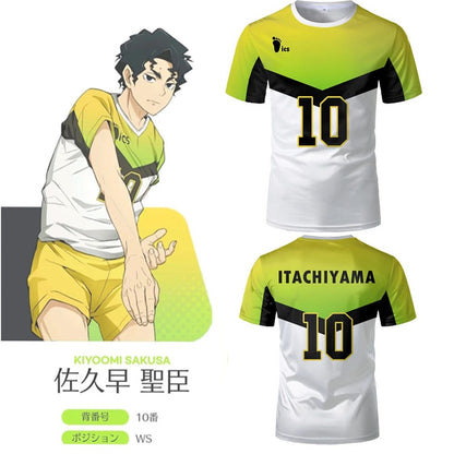 Japanese Anime Haikyuu Jersey Itachiyama Institute Kiyoomi Sakusa Cosplay Man T-Shirts Sports Gym Oversized Men/Women Y2k Tees