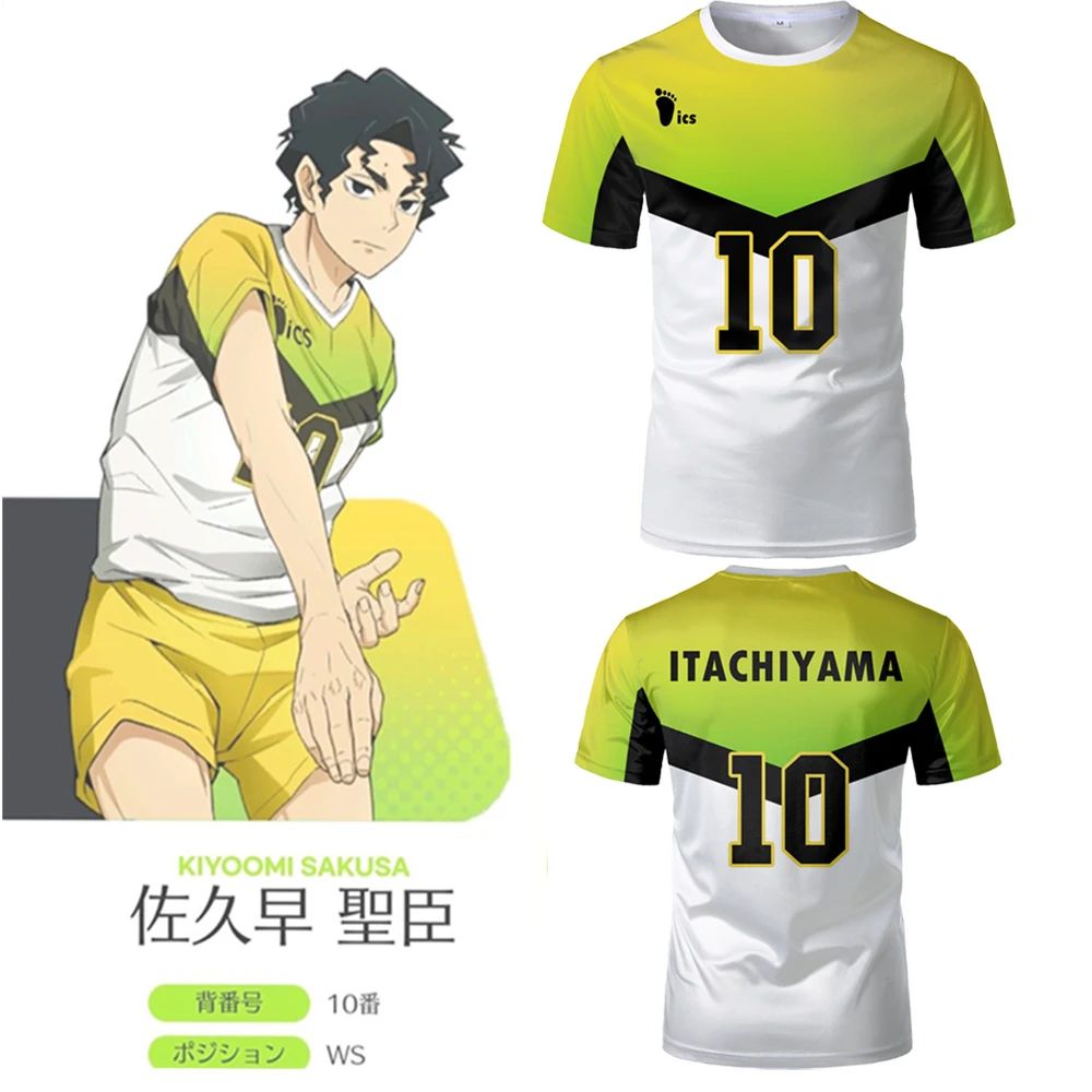 Japanese Anime Haikyuu Jersey Itachiyama Institute Kiyoomi Sakusa Cosplay Man T-Shirts Sports Gym Oversized Men/Women Y2k Tees