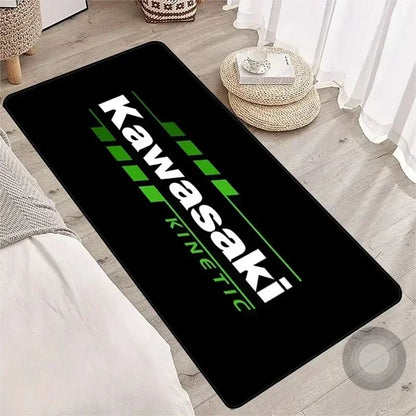 Garage Mat Motorcycle Carpet Racing Cool Moto Display Kawasaki Carpet for Kawasaki Motorcycle Area Rug Anti-slip Floor Decor Rug