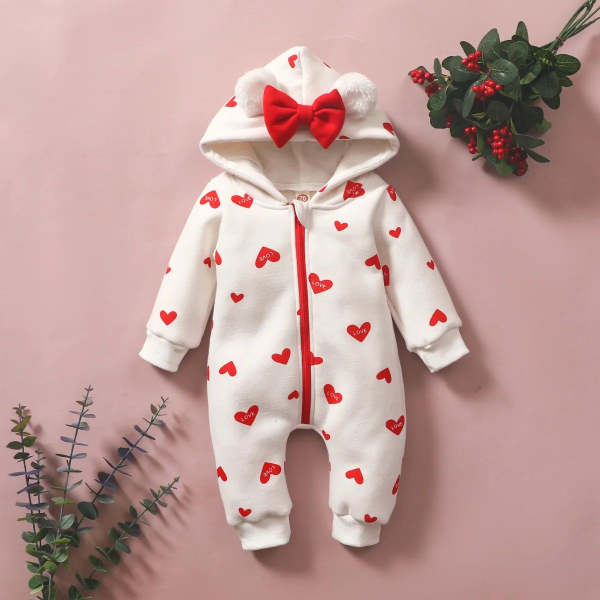 Newborn Baby Romper Love Printed Clothes Hooded Children Girl 0-1 Years Autumn Spring Infant Boy Jumpsuit Outfits 3 6 Months