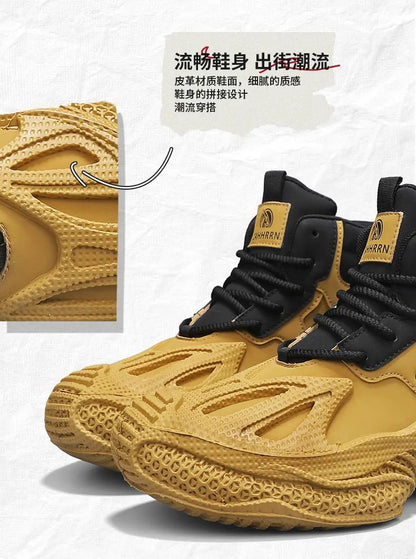 2025 Men's new breathable mesh trendy elastic band slip-on casual thick-soled sports shoes