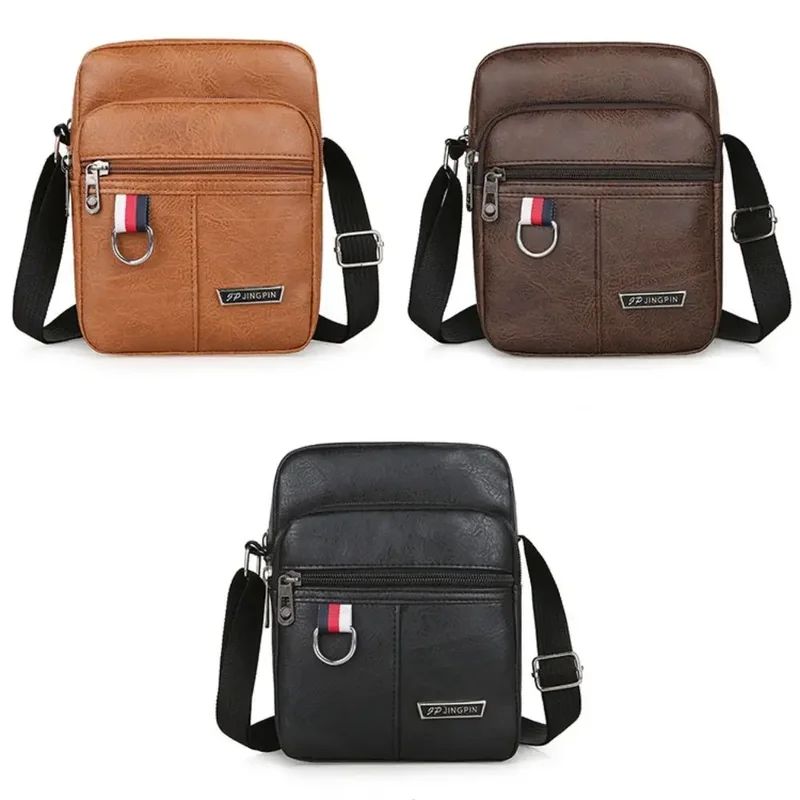 Crossbody Bag Men's High Quality PU Leather Shoulder Bag Large Capacity Chest Bag Fashion Casual Solid Color Crossbody Bag