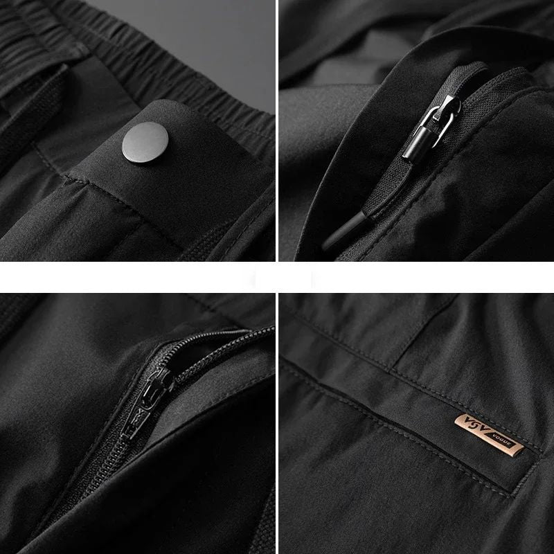 TFETTERS Brand Summer Men Pants New Elastic Waist Casual Solid Color Pants Ice Silk Thin Straight Breathable Loose Sweatpant Men