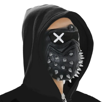 Game Watch Dogs 2 WD2 Mask Marcus Holloway Wrench Cosplay Rivet Face Mask Half Face PVC Plastic Mask Party Cosplay Props