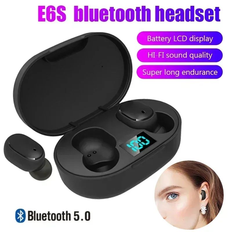 Fone de Ouvido Bluetooth Sem Fio E6S TWS Fone de Ouvido Bluetooth Sem Fio Fones de Ouvido Sem Fio com Cancelamento de Ruído com Microfone