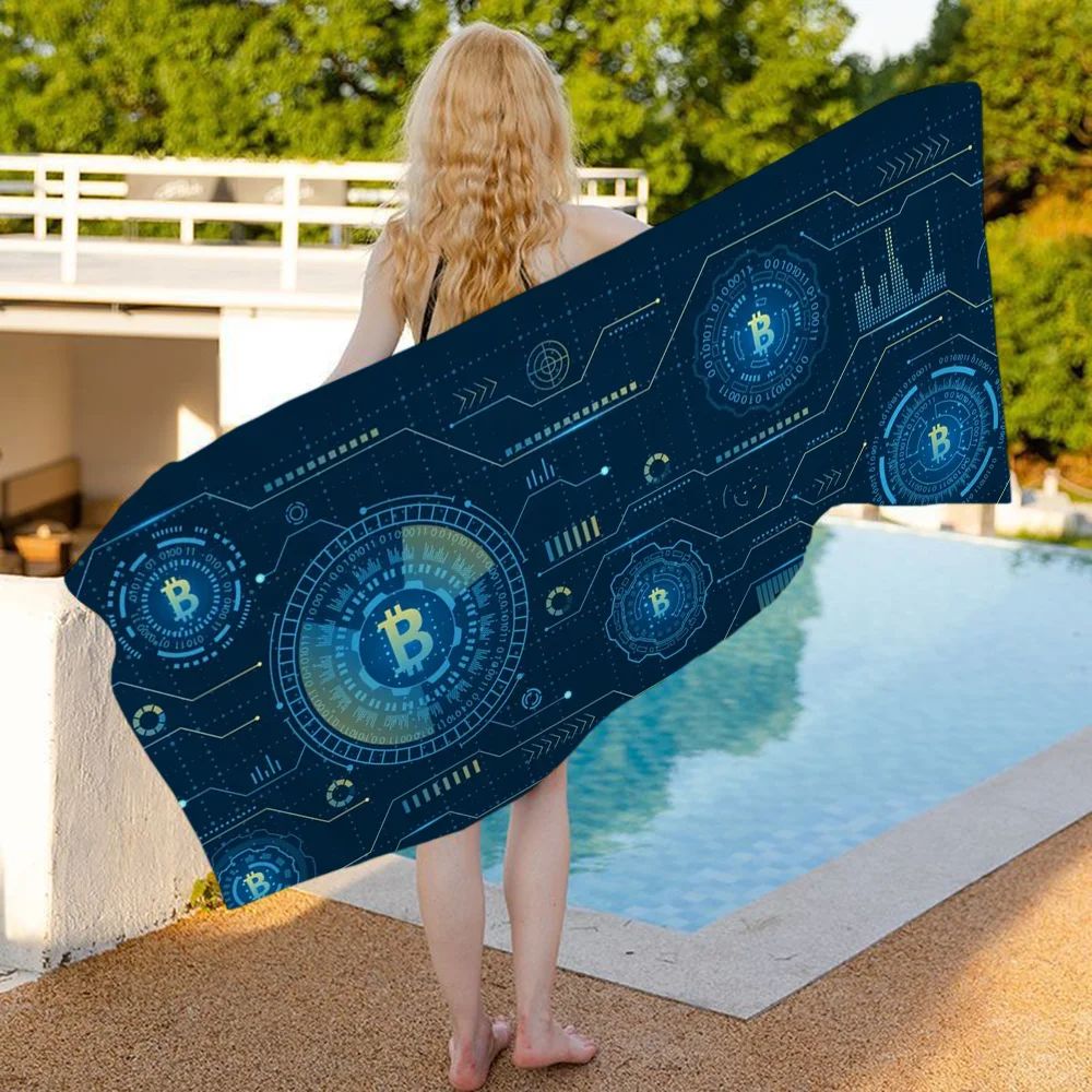Bitcoin Evolution Of Money Beach Towel Cartoon Cute Summer Kids Large Bath Pool Beach Towel Microfiber Absorbent