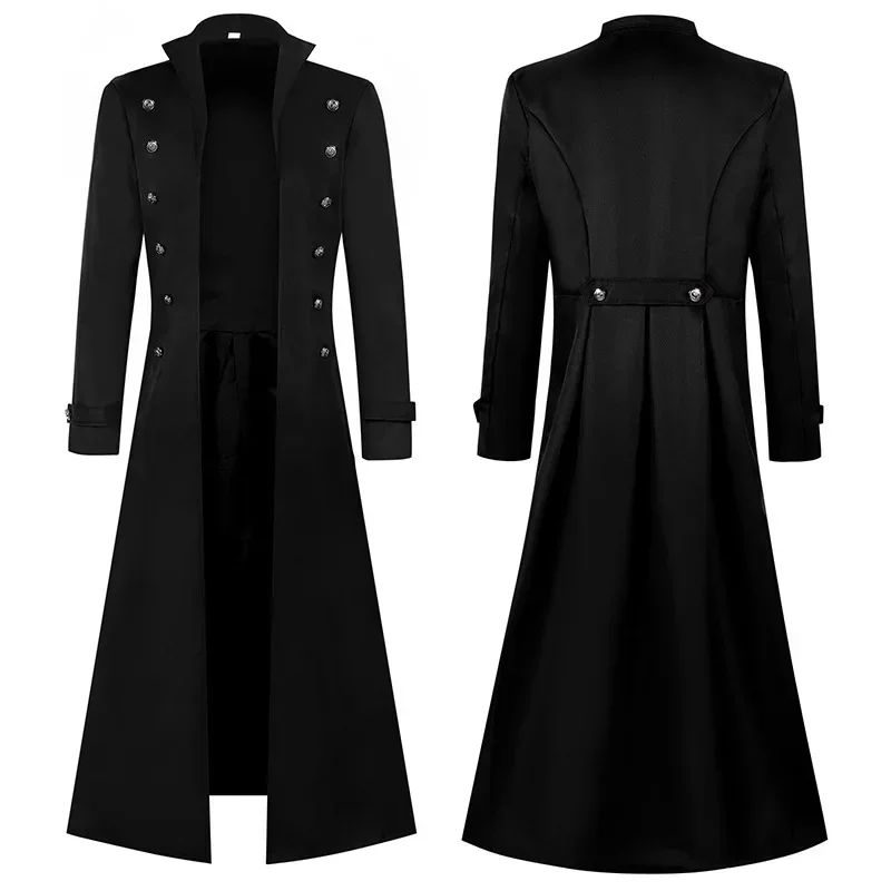 Medieval Men's Pirate Costume Steampunk Vintage Trench Coat Gothic Tuxedo Jacket Victorian Carnival Party Cosplay Jacket Coat