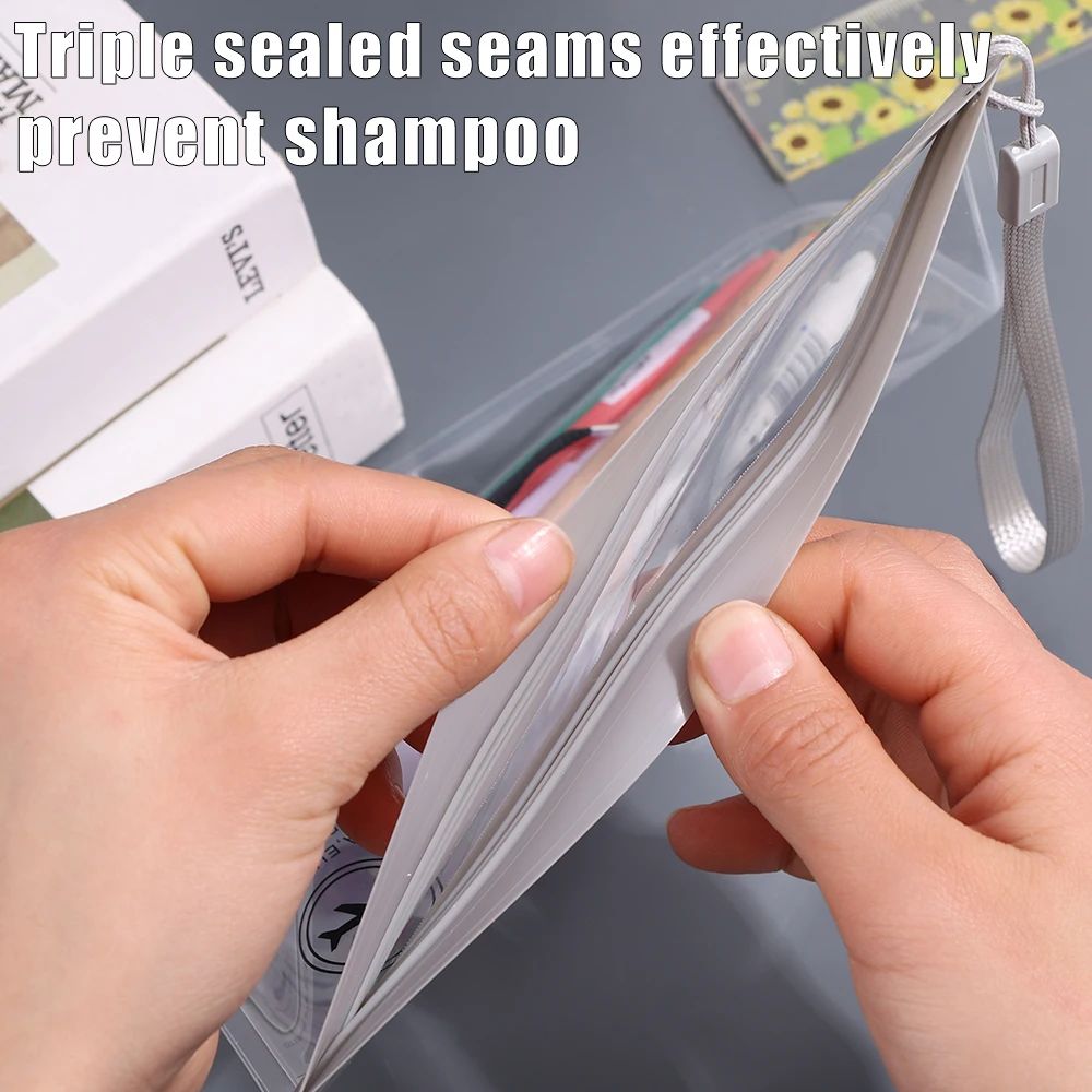 1pc Transparent toilet bag, portable travel essentials, flight makeup liquid leak proof, resealable EVA cosmetic bag