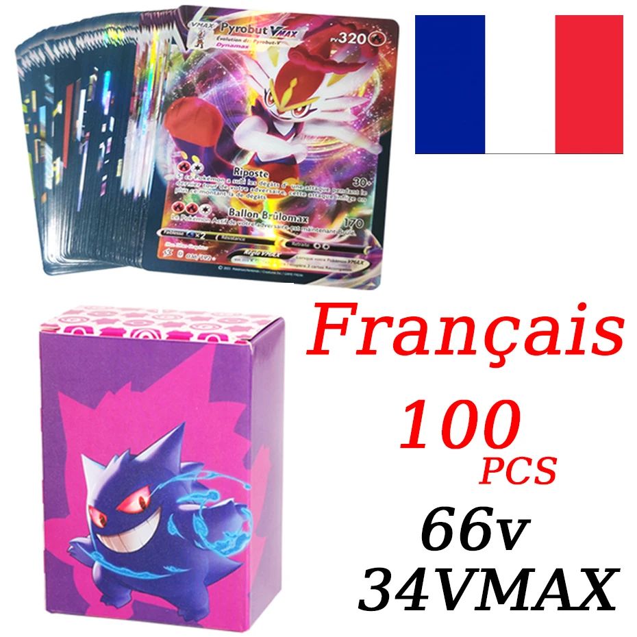2025 Nova Versão Francesa Cartas Pokémon VMAX V EX GX MEGA Coleção Cartas Batalha Treinador Brinquedos de Natal Infantis Presente