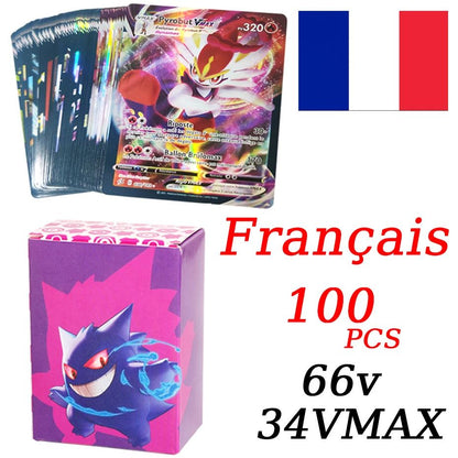 2025 Nova Versão Francesa Cartas Pokémon VMAX V EX GX MEGA Coleção Cartas Batalha Treinador Brinquedos de Natal Infantis Presente