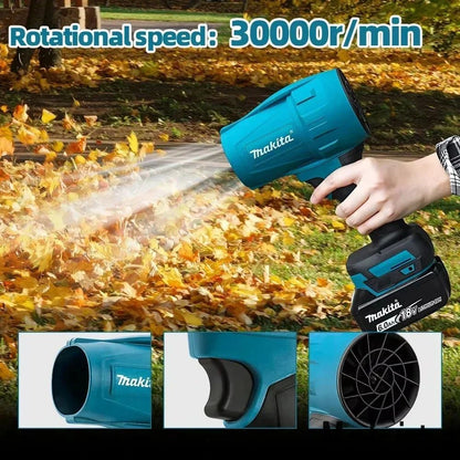 Makita 30000RPM Soprador de turboventilador sem escova de alta potência, ferramenta elétrica portátil para soprar neve, folhas e poeira para bateria de 18V