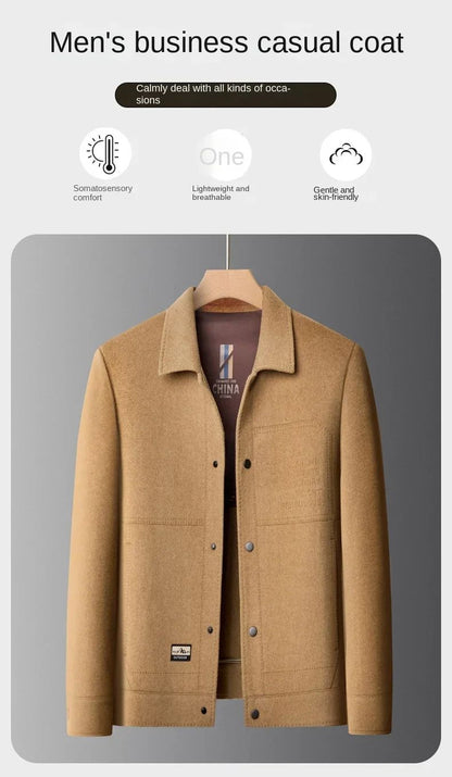 Billy Men's Winter Jacket for Men Double-Sided Woolen Overcoat Short Lapel Autumn Casual Coat Top Black Clothes White Duck Down