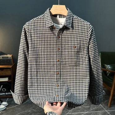 Retro Trendy Plaid Long Sleeve Shirt Autumn and Winter Fashion Jacket Versatile Casual Shirt 2025 New Loose Men's Clothing