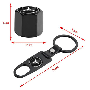 Car Wheel Tire Air Valve Caps with Keychain For Mercedes Benz A180 A200 W205 E63 AMG 2014 2015 W166 W246 W242 W176 W212