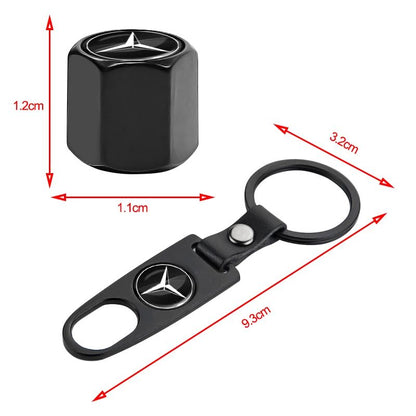 Car Wheel Tire Air Valve Caps with Keychain For Mercedes Benz A180 A200 W205 E63 AMG 2014 2015 W166 W246 W242 W176 W212