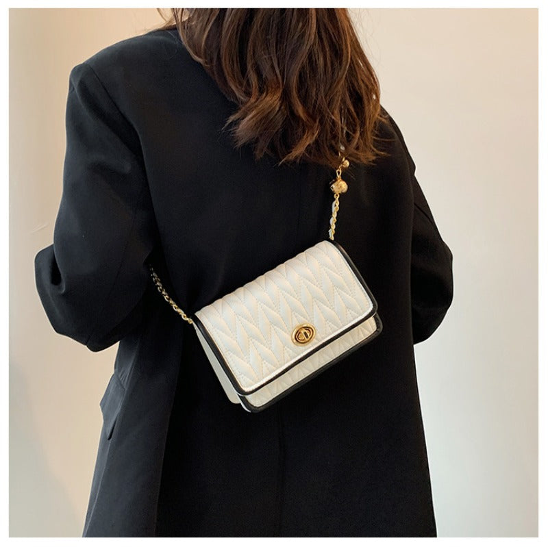New Fashion Women's Shoulder Bag Simple Chain Texture Small Square Bag Light Luxury Party Crossbody Bag Purses and Handbags