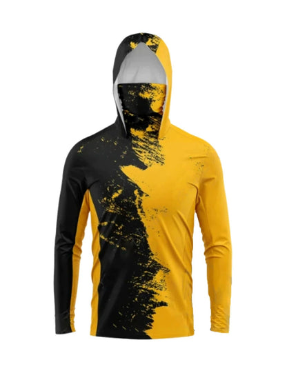 Camisas de Pesca com Capuz e Proteção Facial Masculinas Roupa de Pesca de Manga Longa Respirável