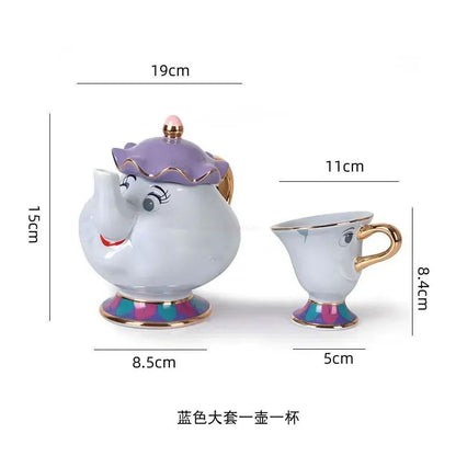 Bule De Chá Disney Desenho Animado A Bela E A Fera Bule De Café Caneca Sra Potts Xícara Chip Bule De Chá Um Conjunto De Chá Droshipping Presentes Fofos