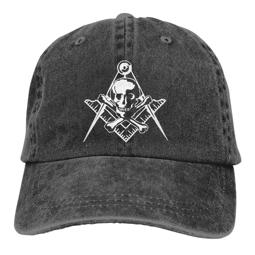 Masonic Skull Crossed Bones Master Mason Shriner Scottish Rite F A M Washed Denim Baseball Cap Trucker Hats Headwear