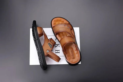 Men's Casual Trendy Soft Bottom Sandals 2024 New Design Real Leather Beach Shoes Slippers Anti-Slip Summer Shoes