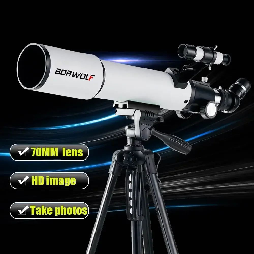 Telescópio Monocular 70mm Abertura 500mm, Telescópio Refrator Profissional Portátil para Iniciantes em Astronomia, Telescópio Portátil