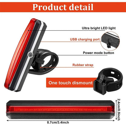 BUCKLOS Bike Light COB Front Rear Bicycle Lights LED Rechargeable Mountain Road Bicycle Lamp MTB Tail Light Cycling Flashlight