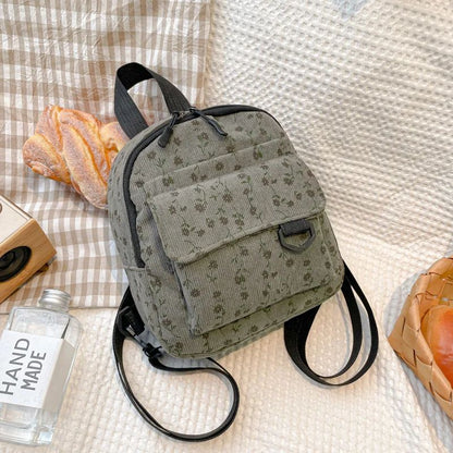 Nova Mini Mochila de Veludo Cotelê 2025 Elegante Espaçosa Leve Mochila de Viagem para Estudantes