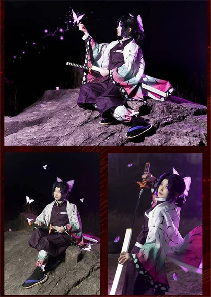 2026 Kochou Shinobu Cosplay Costumea Kochou Uniforms Wigs Hairs Halloween For Kids Adult Cos Party