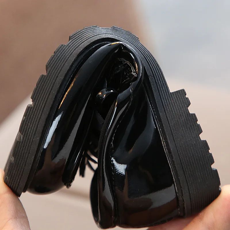 Children Tassel Princess Shoes School Party Wedding Dress Mary Jane PU Leather Shoes Girls Breathable Anti-skid Slip on Shoes