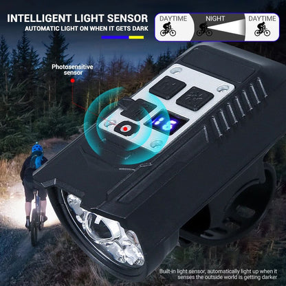 Rechargeable Bike Bicycle Front Lights 9 LED MTB Road Bike Headlight Tail Warning Lamp Waterproof Flashlight Cycling Accessories