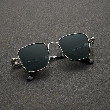 New Sunglasses Men Driving Sunglasses Retro Spring Leg Driving Outdoor Sports Metal Rectangular Decorative Glasses Women Uv400