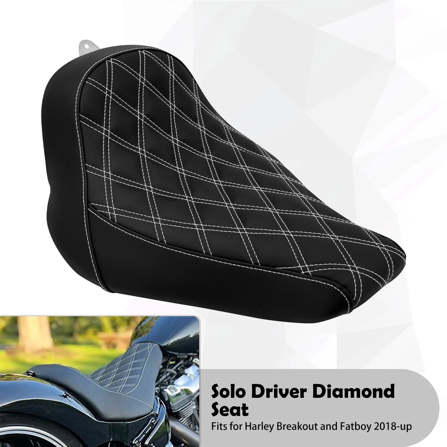 Banco de Couro com Amortecimento e Perfil Baixo Tipo Diamante Para Motocicleta Harley Softail Fat Boy Breakout FLSTF FXBRS 2018-2023