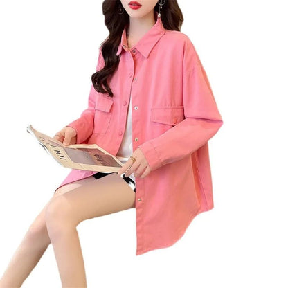Casual Stylish Denim Long Sleeve Shirt For Women New Spring Autumn Loose Fit Age-Reducing Hong Kong Style Jacket With Button