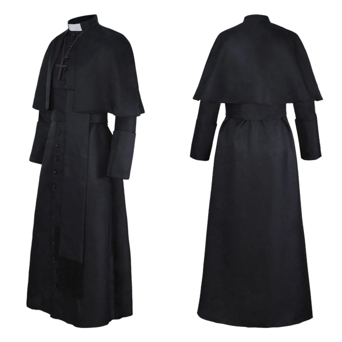 Medieval Renaissance Retro Priest Cosplay Costumes Catholic Church Religion Papal Priest Mass Preacher Solid Robe Clergy Cassock