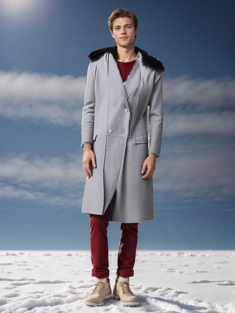 European and American Men's Casual Woolen Coat for Autumn and Winter, Young Men's Double-breasted Fur Collar Overcoat S-5XL