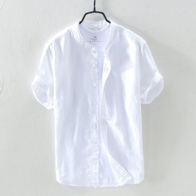 Camisa de manga curta 100% linho fresca, respirável, confortável, material saudável, azul degradê, estilo havaiano, masculina, tipo cardigan, para praia