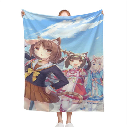 Anime Nekoparas Kawaii Cute Comfortable Flanne Blanket Soft comforter sets throw for Couch Warm Flannel Blankets Bedroom Décor