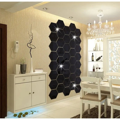 3/6/12pcs 3D Hexagon Mirror Wall Sticker DIY TV Background Living Room Stickers Wall Decor Bedroom Bathroom Home Decoration