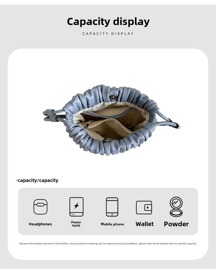 Summer Fashion New Crossbody Bag Women's PU Single Shoulder Mini Bag Luxury Versatile Pleated Casual Small Square Bag Handbags