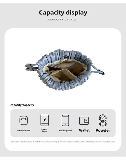 Summer Fashion New Crossbody Bag Women's PU Single Shoulder Mini Bag Luxury Versatile Pleated Casual Small Square Bag Handbags