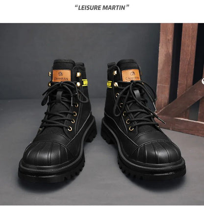 Men's Shoes  Autumn and Winter Breathable High-top Boots Heightened Thick-soled All Match Canvas Casual Shoes Mens Boots