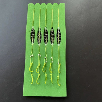 5 pçs/conjunto Anzol Fluorescente Verde Aço de Alto Carbono 8# -13# Anzóis Afiados Fortes com Mola para Pesca em Água Salgada e Doce